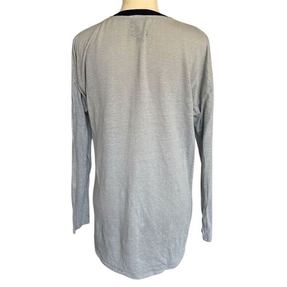 Lysse New York Women's V-Neck Linen Blend Long Sleeve Gray T-Shirt Size S - Picture 3 of 5
